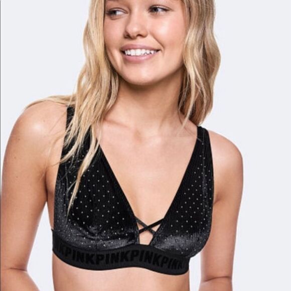 Victoria’s Secret PINK Studded Plunge Bra NWT S - Picture 1 of 8